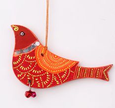 Handmade Wooden Bird Wall Hanging for Home Decor - Red, Purple, Green, Blue