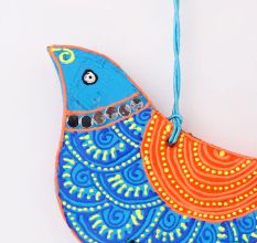 Handmade Wooden Bird Wall Hanging for Home Decor - Red, Purple, Green, Blue