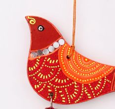 Handmade Wooden Bird Wall Hanging for Home Decor - Red, Purple, Green, Blue
