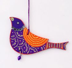 Handmade Wooden Bird Wall Hanging for Home Decor - Red, Purple, Green, Blue