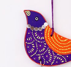 Handmade Wooden Bird Wall Hanging for Home Decor - Red, Purple, Green, Blue