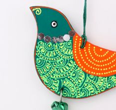 Handmade Wooden Bird Wall Hanging for Home Decor - Red, Purple, Green, Blue