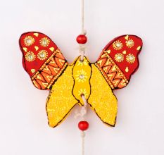 Handmade Wooden Butterfly Wall Hanging for Home Decor - Red-Yellow, Blue-Yellow