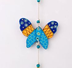 Handmade Wooden Butterfly Wall Hanging for Home Decor - Red-Yellow, Blue-Yellow