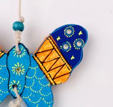 Handmade Wooden Butterfly Wall Hanging for Home Decor - Red-Yellow, Blue-Yellow