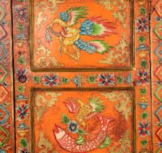 Handmade Wooden Box with Hand-Painted Bird & Fish Motifs