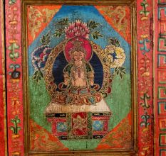 Handmade Wooden Box with Hand-Painted Deity Artwork