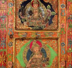Handmade Wooden Box with Dual Deity Paintings | Antique Hand-Painted Vintage Cabinet