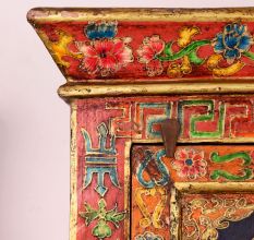 Handmade Wooden Box with Dual Deity Paintings | Antique Hand-Painted Vintage Cabinet