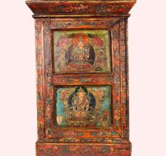 Handmade Wooden Box with Dual Deity Paintings | Hand-Painted Vintage Cabinet