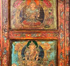 Handmade Wooden Box with Dual Deity Paintings | Hand-Painted Vintage Cabinet