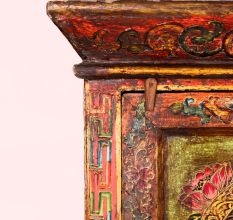 Handmade Wooden Box with Dual Deity Paintings | Hand-Painted Vintage Cabinet