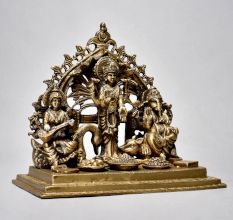 Fine Art Lord Ganesha Lakshmi and Saraswati Brass Figurine
