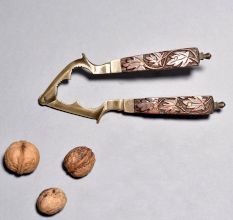 Kashmiri Art Walnut Cracker Brass and Wooden Handle