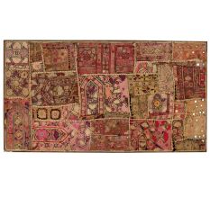 Handmade Vintage Patchwork Embroidered Wall Hanging with Mirror Work