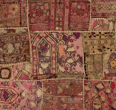 Handmade Vintage Patchwork Embroidered Wall Hanging with Mirror Work