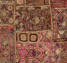 Handmade Vintage Patchwork Embroidered Wall Hanging with Mirror Work
