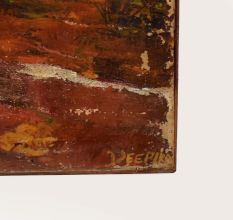 Vintage Countryside Barn Landscape Hardboard Painting