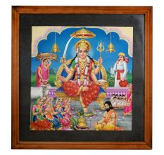 Vintage Calendar Art Painting of Goddess with Devotees