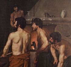 Classic Paper Print of Blacksmiths in Workshop Scene