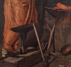 Classic Paper Print of Blacksmiths in Workshop Scene