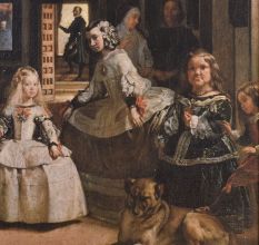 Classic Cloth Print of Las Meninas Artwork in Wooden Frame
