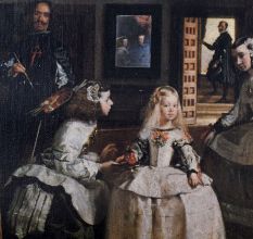 Classic Cloth Print of Las Meninas Artwork in Wooden Frame