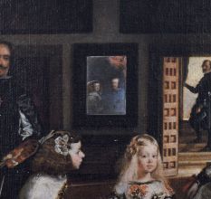 Classic Cloth Print of Las Meninas Artwork in Wooden Frame