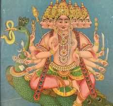 Paper Print on Hardboard of Lord Kartikeya on Peacock
