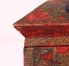 Handmade Wooden Painted Box with Dragon and Buddha Artwork