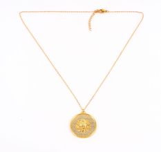 Brass Lion Face Pendant Necklace for Men Gift for Him