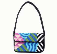 Luxury Handmade Colorful Beaded Shoulder Bag – Geometric Abstract Pattern Purse