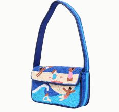Luxury Handmade Beaded Shoulder Bag – Beach Scene Summer Pattern Purse