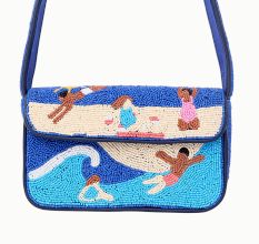 Luxury Handmade Beaded Shoulder Bag – Beach Scene Summer Pattern Purse