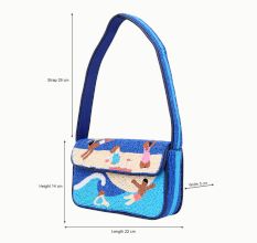 Luxury Handmade Beaded Shoulder Bag – Beach Scene Summer Pattern Purse