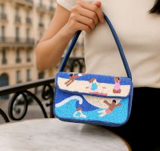 Luxury Handmade Beaded Shoulder Bag – Beach Scene Summer Pattern Purse