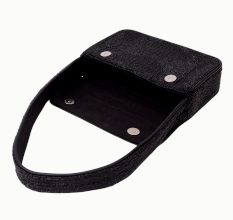 Luxury Handmade Beaded Shoulder Bag – Black Geometric Pattern