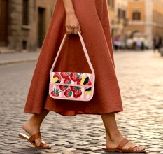 Luxury Colorful Beaded Shoulder Bag – Pink Strawberry Design Handcrafted Evening Purse