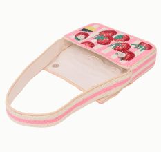 Luxury Colorful Beaded Shoulder Bag – Pink Strawberry Design Handcrafted Evening Purse