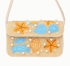 Luxury Colorful Beaded Shoulder Bag with Seashell & Starfish Design