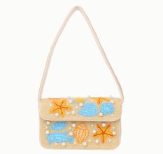 Luxury Colorful Beaded Shoulder Bag with Seashell & Starfish Design