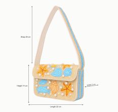 Luxury Colorful Beaded Shoulder Bag with Seashell & Starfish Design