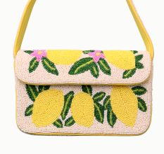 Handmade Beaded Shoulder Bag – Lemon Fruit Design, Summer Tote Purse for Women