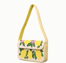 Handmade Beaded Shoulder Bag – Lemon Fruit Design, Summer Tote Purse for Women