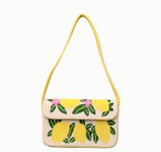 Handmade Beaded Shoulder Bag – Lemon Fruit Design, Summer Tote Purse for Women