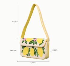 Handmade Beaded Shoulder Bag – Lemon Fruit Design, Summer Tote Purse for Women