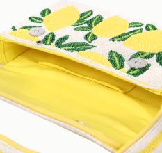 Handmade Beaded Shoulder Bag – Lemon Fruit Design, Summer Tote Purse for Women
