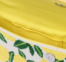 Handmade Beaded Shoulder Bag – Lemon Fruit Design, Summer Tote Purse for Women
