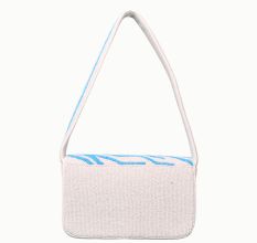 Luxury Handmade Beaded Shoulder Bag – Blue & White Zebra Pattern Designer Purse for Women
