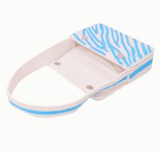 Luxury Handmade Beaded Shoulder Bag – Blue & White Zebra Pattern Designer Purse for Women